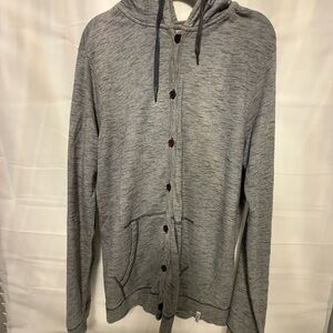 Ezekiel- Gray Hooded Cardigan with Button Closure